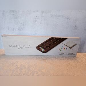 Traditional Mancala Board Game Set, Wooden Style Design, 12 Pockets with Storage